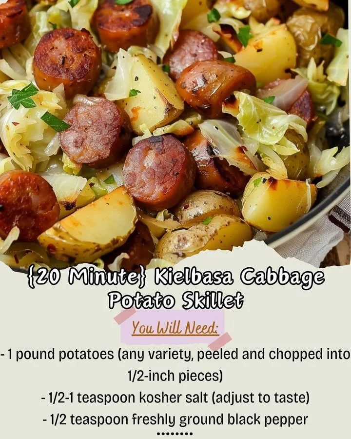 20 Minute Kielbasa Cabbage Potato Skillet dish