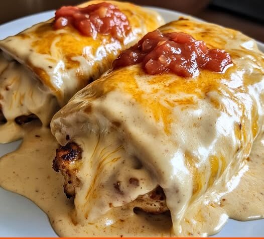 Cheesy Chicken Enchiladas with Creamy Sauce