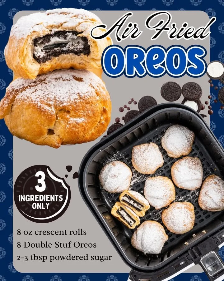 Delicious air-fried Oreos served on a plate, crispy and golden-brown.