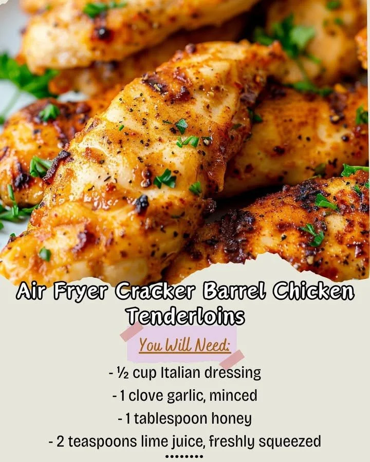Air Fryer Cracker Barrel Chicken Tenderloins served on a plate