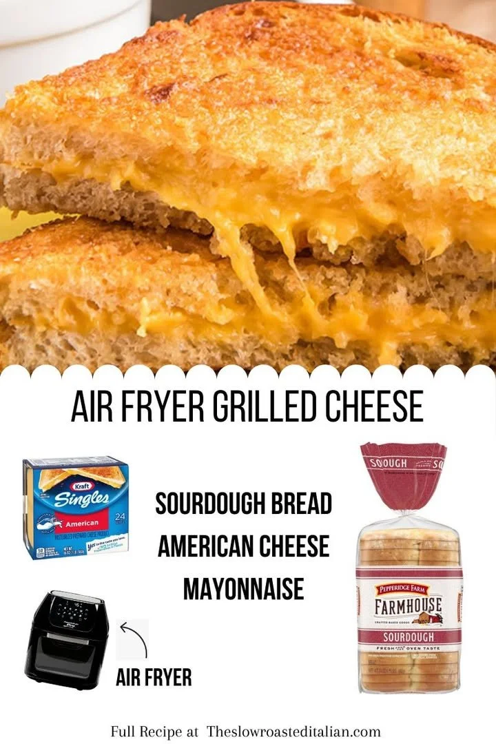 Delicious air fryer grilled cheese sandwich with golden crispy crust