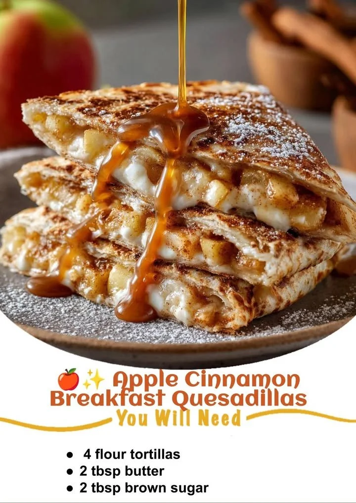 Apple cinnamon breakfast quesadillas with fresh apples and cinnamon filling