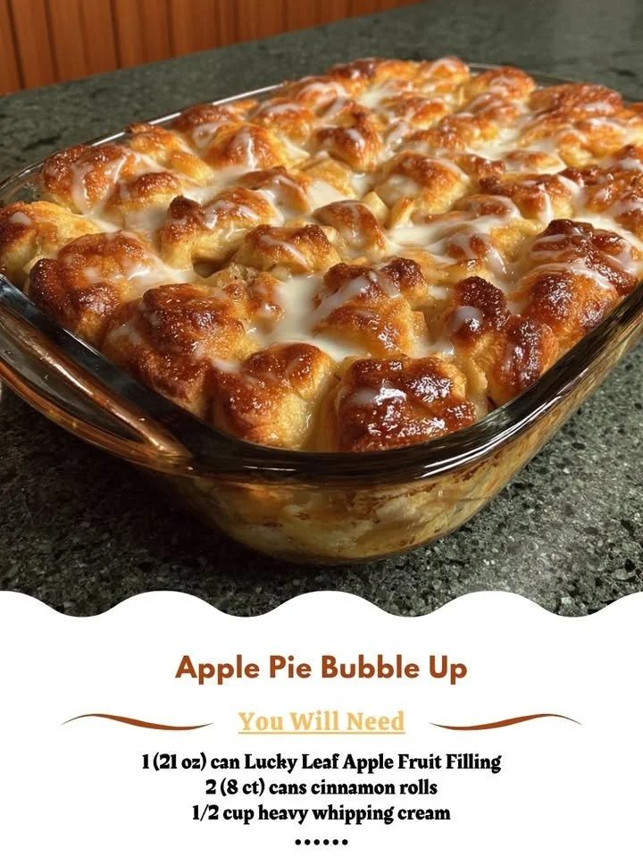 Delicious Apple Pie Bubble Up dessert topped with whipped cream