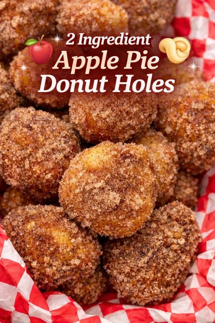 Delicious apple pie donut holes dusted with cinnamon sugar