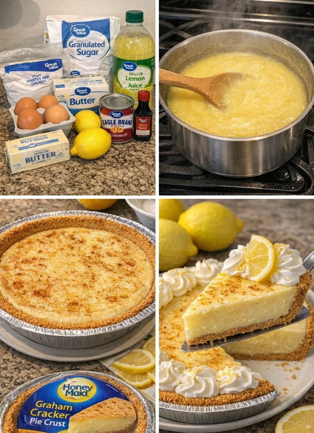 Delicious Arizona Lemon Pie served with a slice on a plate.