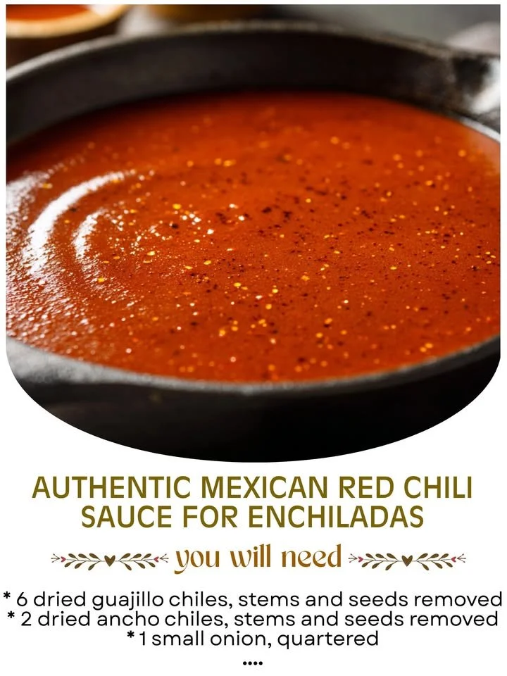 A bowl of authentic Mexican red chili sauce for enchiladas