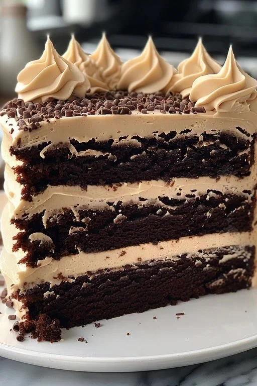 Delicious Baileys Irish Cream chocolate cake with rich buttercream frosting