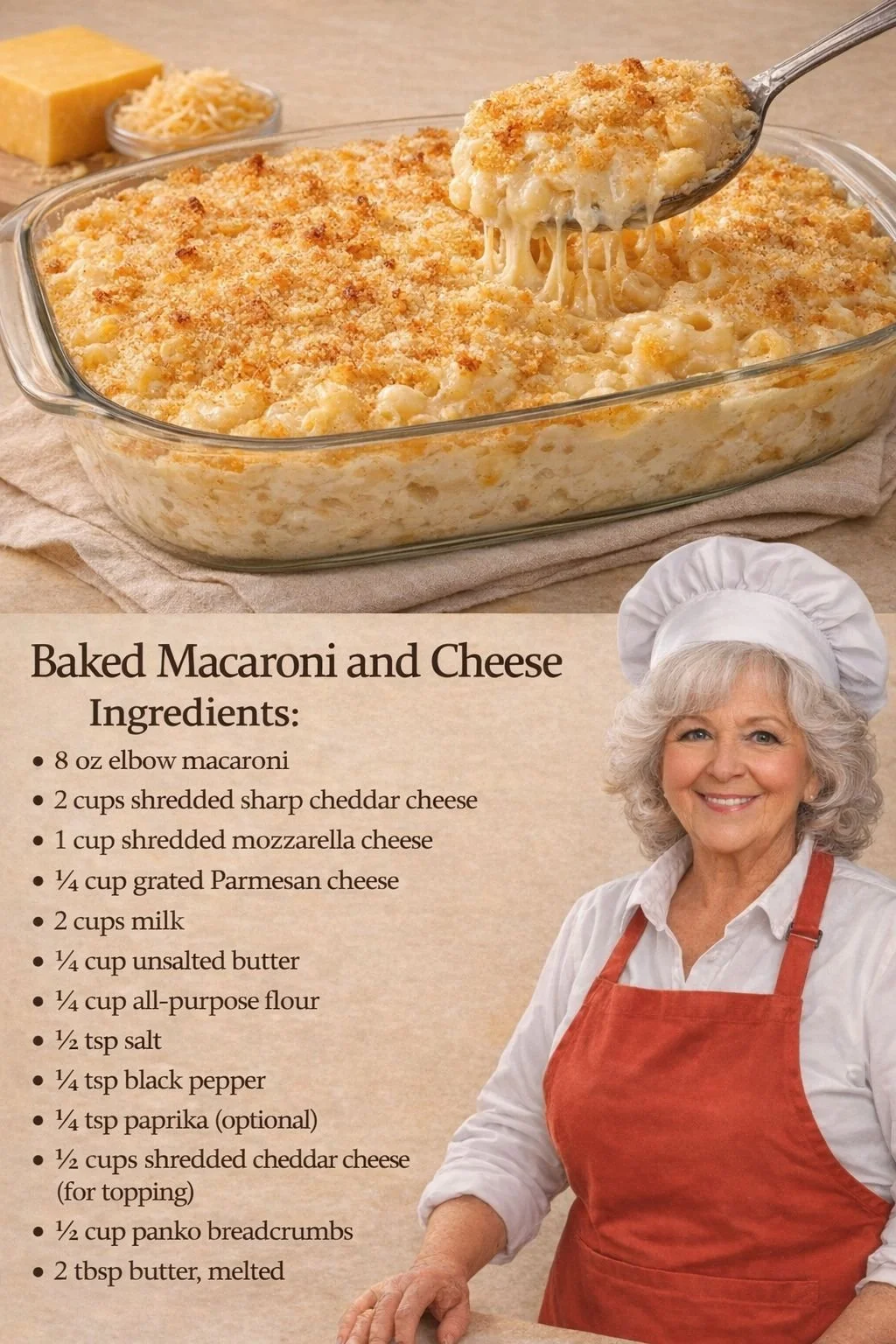 Delicious baked macaroni and cheese served in a bowl, topped with golden crust.