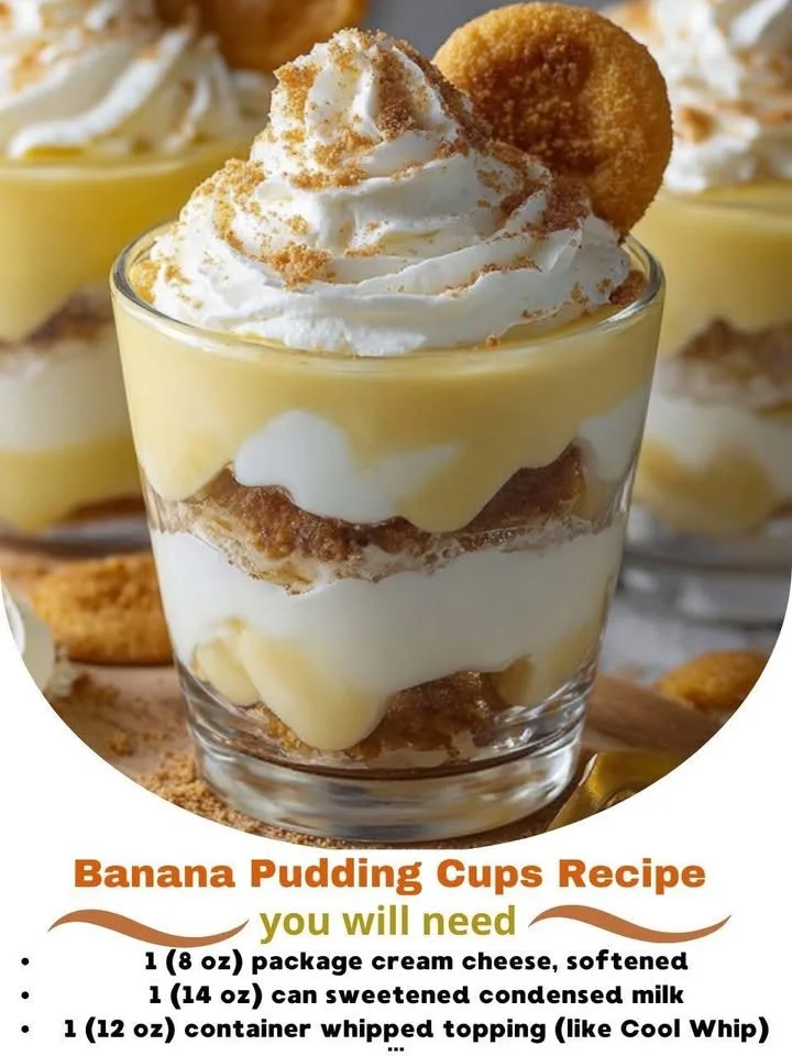 Delicious banana pudding cups served in clear dessert cups