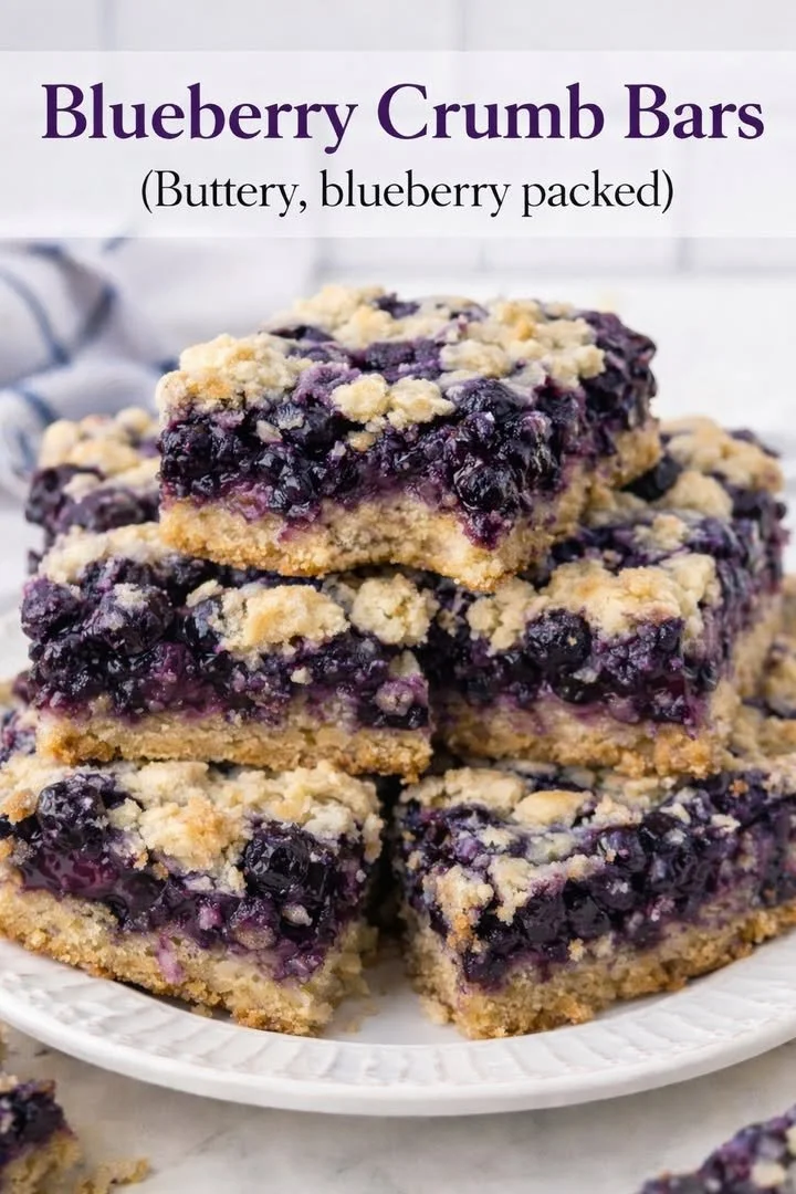 Delicious homemade blueberry crumb bars with a buttery crumb topping.