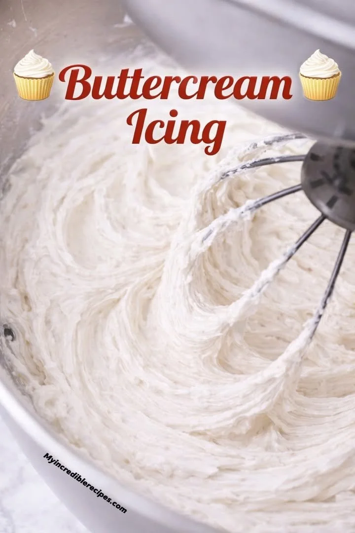 Homemade buttercream icing on a cake decorated with sprinkles