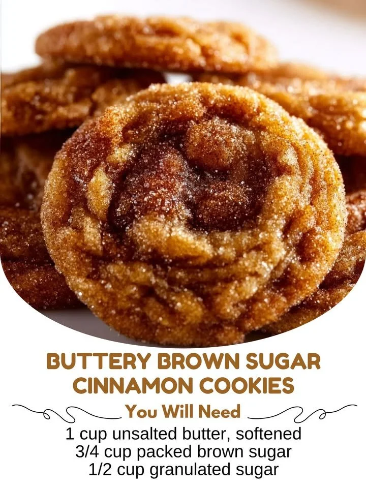 Freshly baked buttery brown sugar cinnamon cookies on a plate