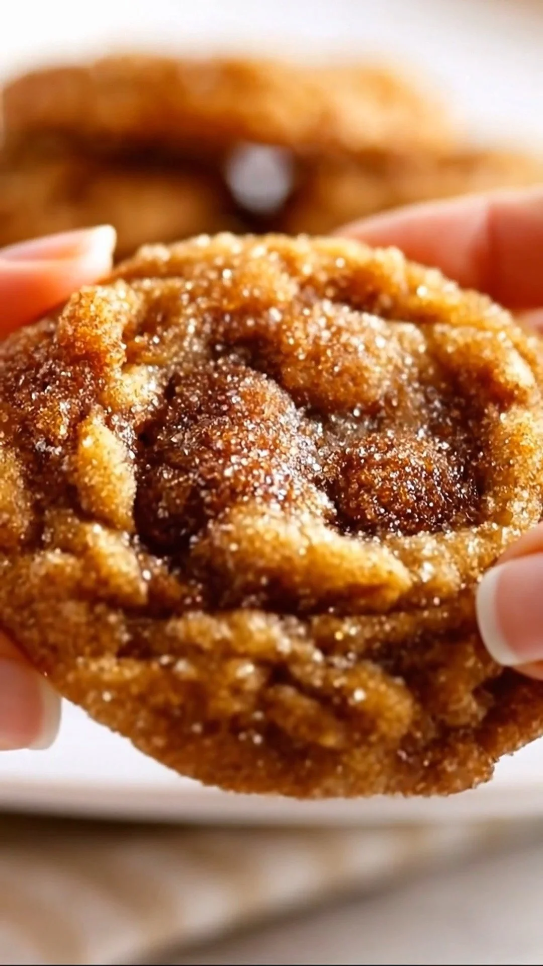 Plate of buttery brown sugar cinnamon cookies, fresh out of the oven