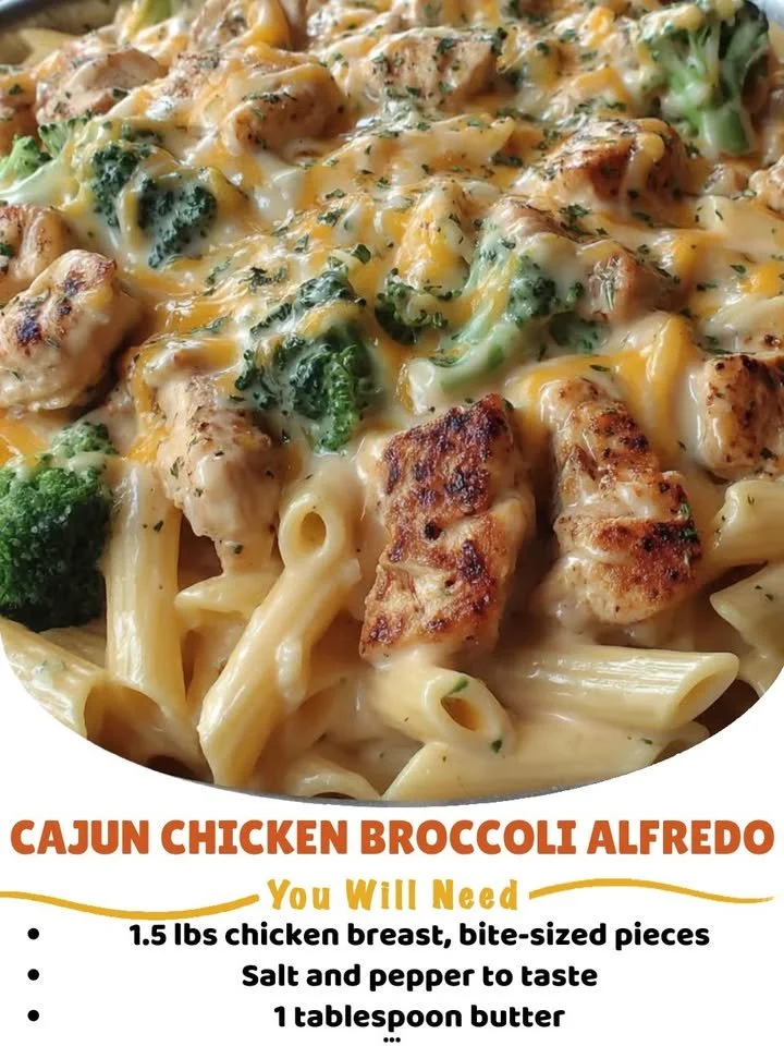 Delicious Cajun Chicken Broccoli Alfredo served in a creamy sauce
