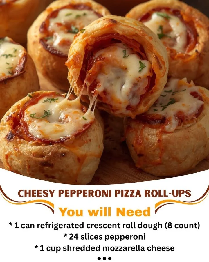 Cheesy pepperoni pizza roll-ups with gooey cheese and crispy edges