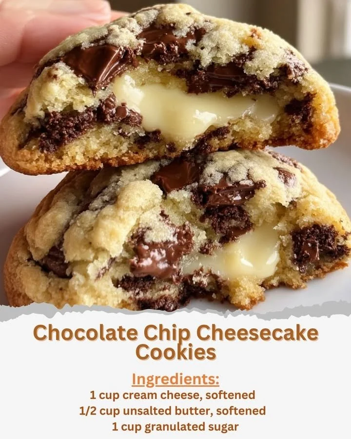 Delicious chocolate chip cheesecake cookies on a plate