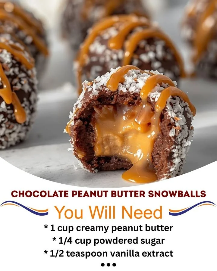 Delicious Chocolate Peanut Butter Snowballs dessert on a plate