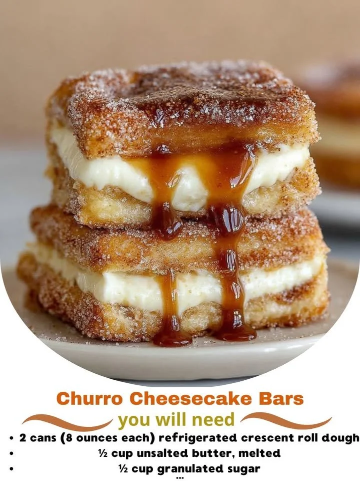 Delicious Churro Cheesecake Bars with a cinnamon sugar topping