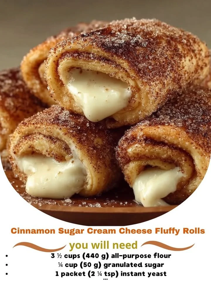 Fluffy cinnamon sugar cream cheese rolls topped with sugar sprinkles