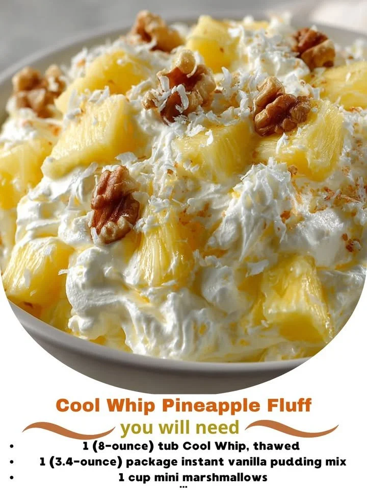 Delicious Cool Whip Pineapple Fluff dessert served in a bowl