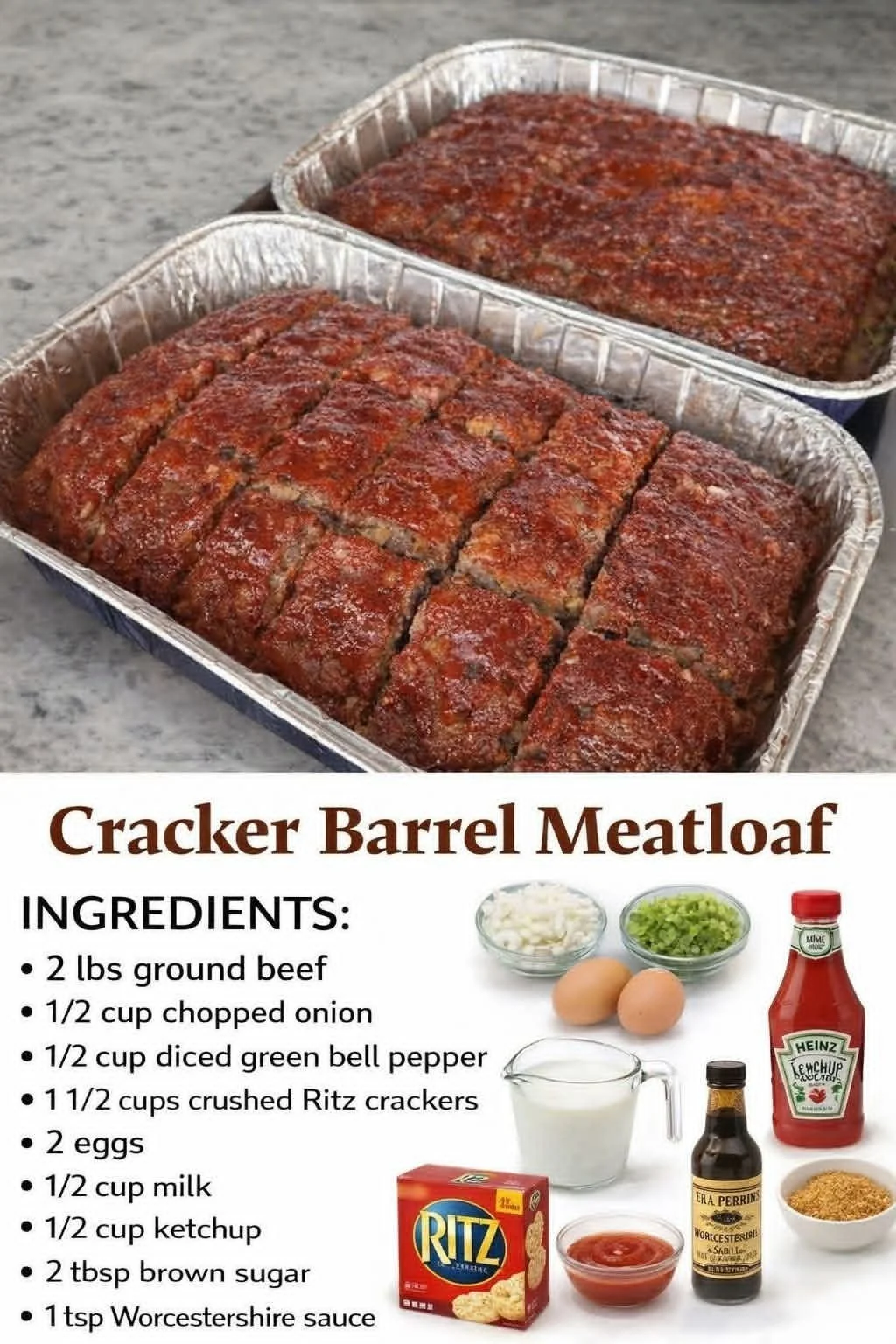 Delicious homemade copycat Cracker Barrel meatloaf served on a plate