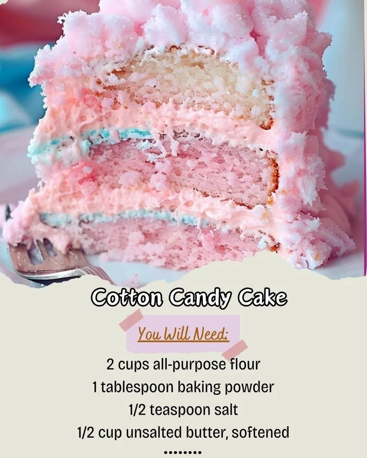 Delicious Cotton Candy Cake topped with fluffy cotton candy and vibrant sprinkles.