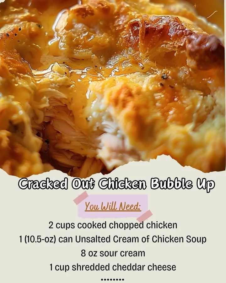 Delicious Cracked Out Chicken Bubble Up casserole with savory ingredients.