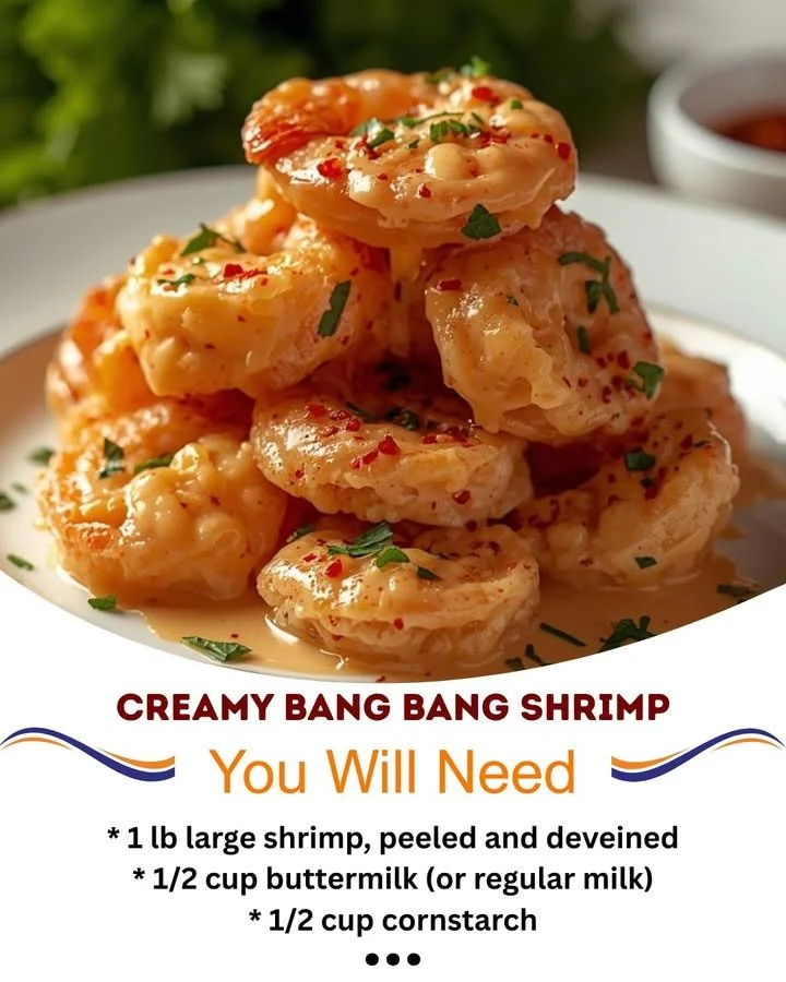 Creamy Bang Bang Shrimp served with a garnish, showcasing its delicious texture and spicy sauce.