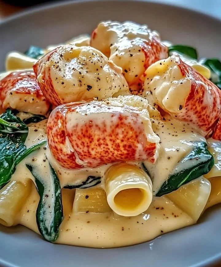 Creamy Lobster Alfredo Pasta with succulent lobster pieces and rich sauce