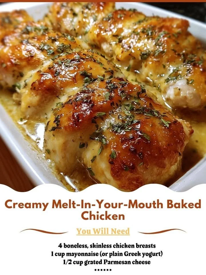 Creamy melt-in-your-mouth baked chicken dish served on a plate