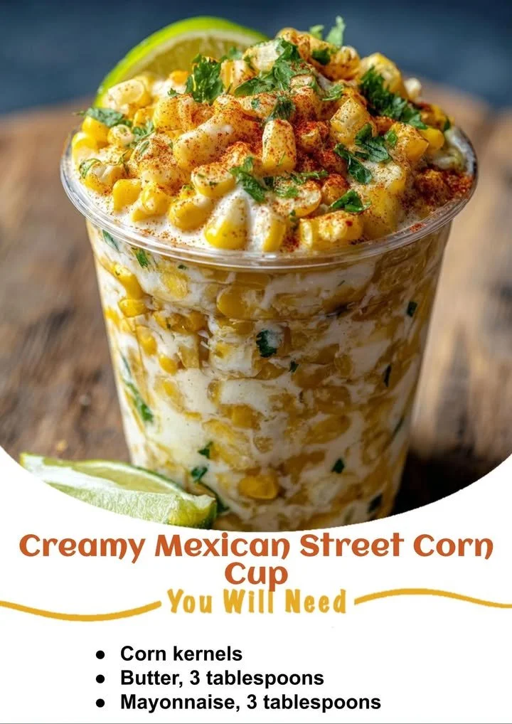 Creamy Mexican street corn cup served in a bowl with toppings