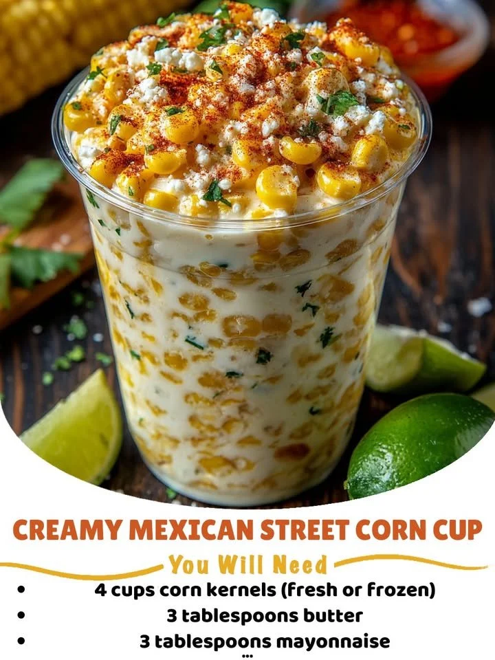 Delicious creamy Mexican street corn cup with fresh toppings