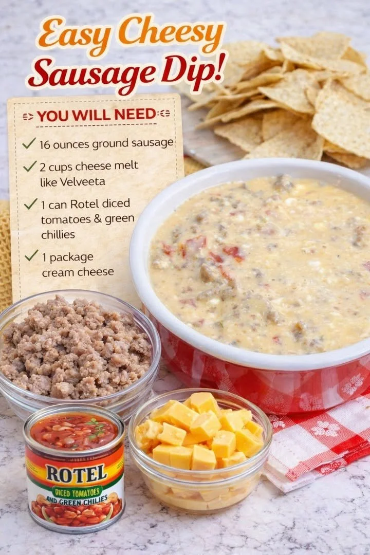 Easy cheesy sausage dip perfect for parties and gatherings