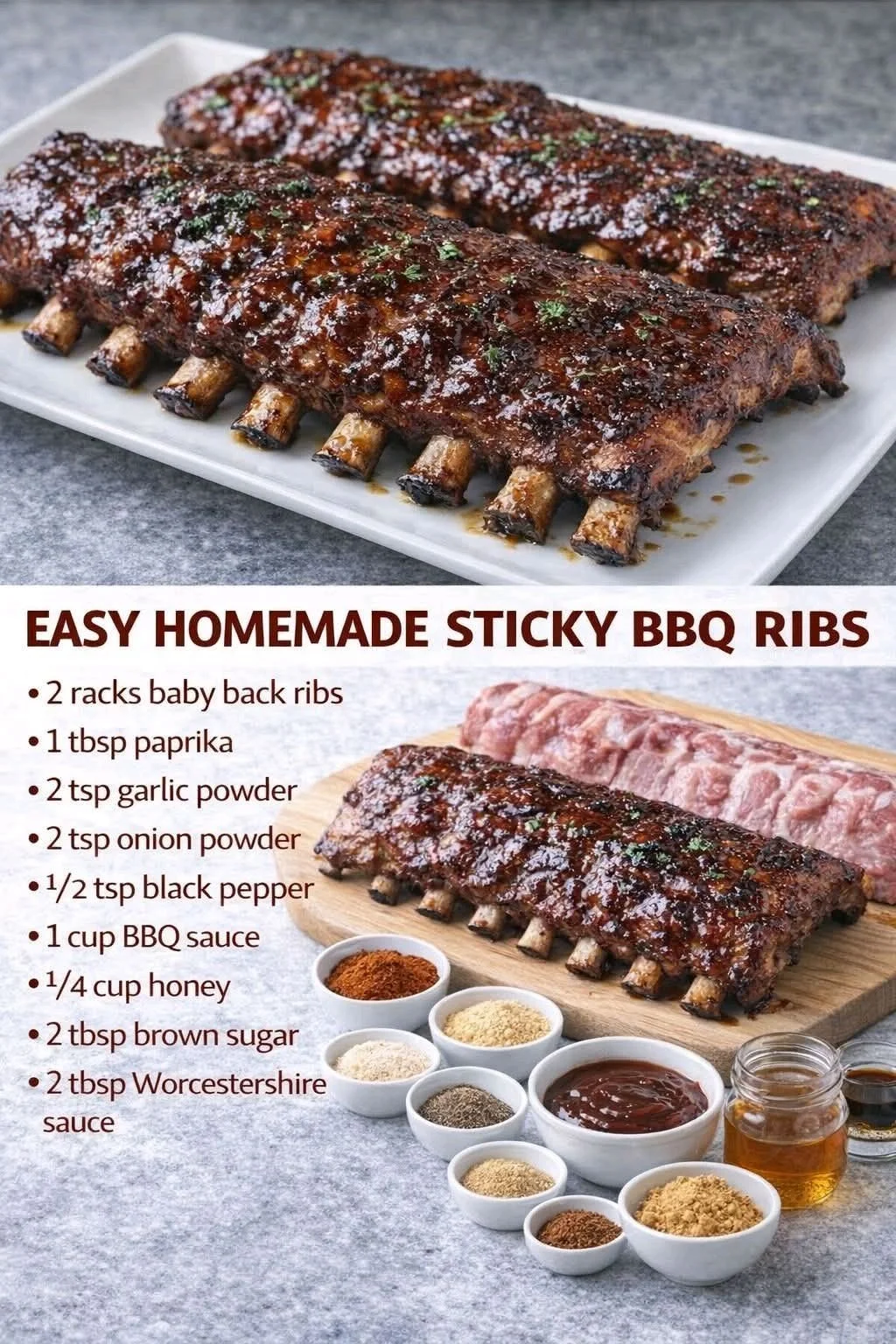 Delicious sticky BBQ ribs ready to be served