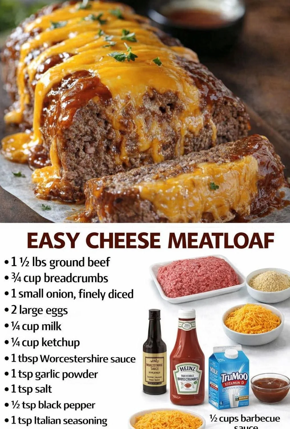 Cheesy mozzarella stuffed meatloaf sliced on a plate with vegetables