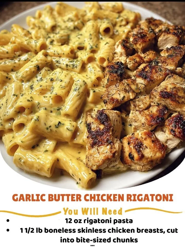 Delicious Garlic Butter Chicken Rigatoni dish served in a bowl