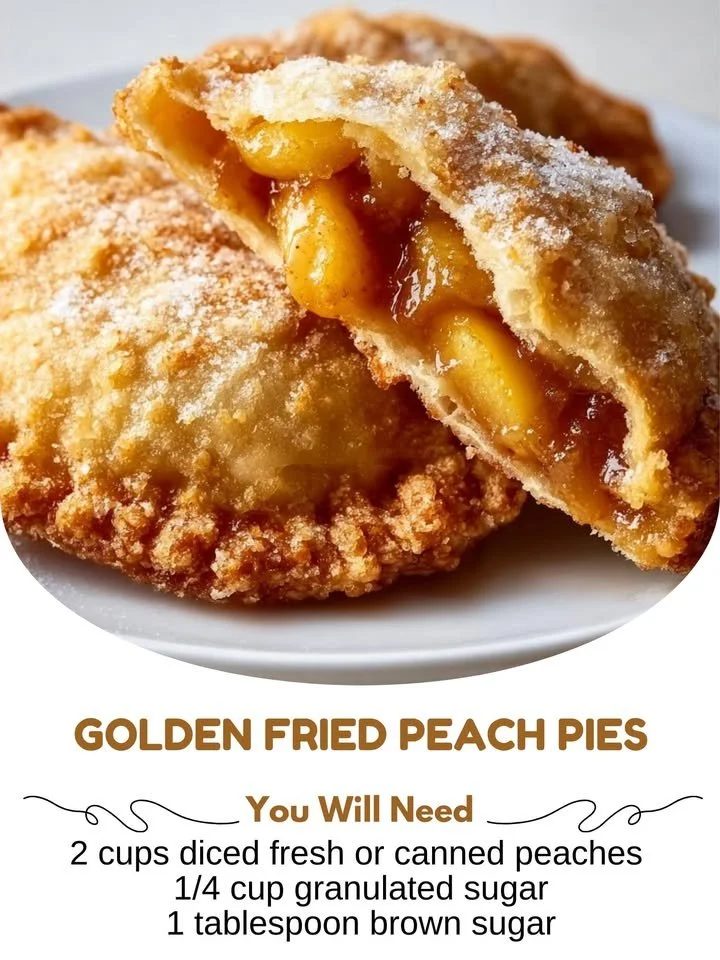 Golden fried peach pies delicately prepared for a sweet dessert