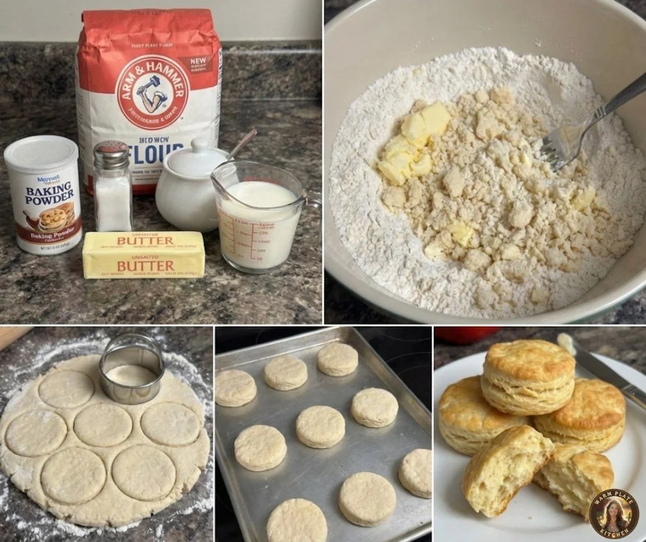 Freshly baked Grandma's old-fashioned biscuits served warm on a plate
