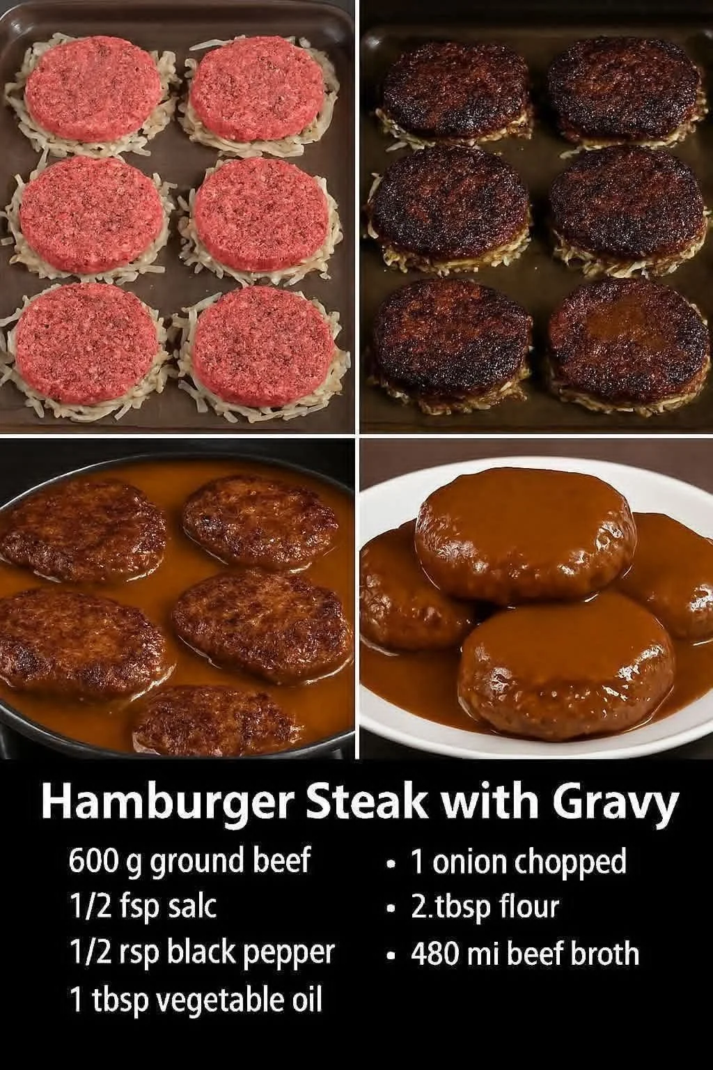 Delicious hamburger steak served with rich gravy on a plate