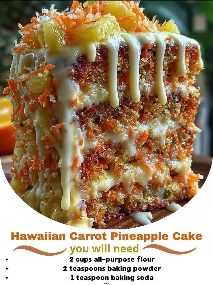 Delicious Hawaiian Carrot Pineapple Cake garnished with coconut and walnuts