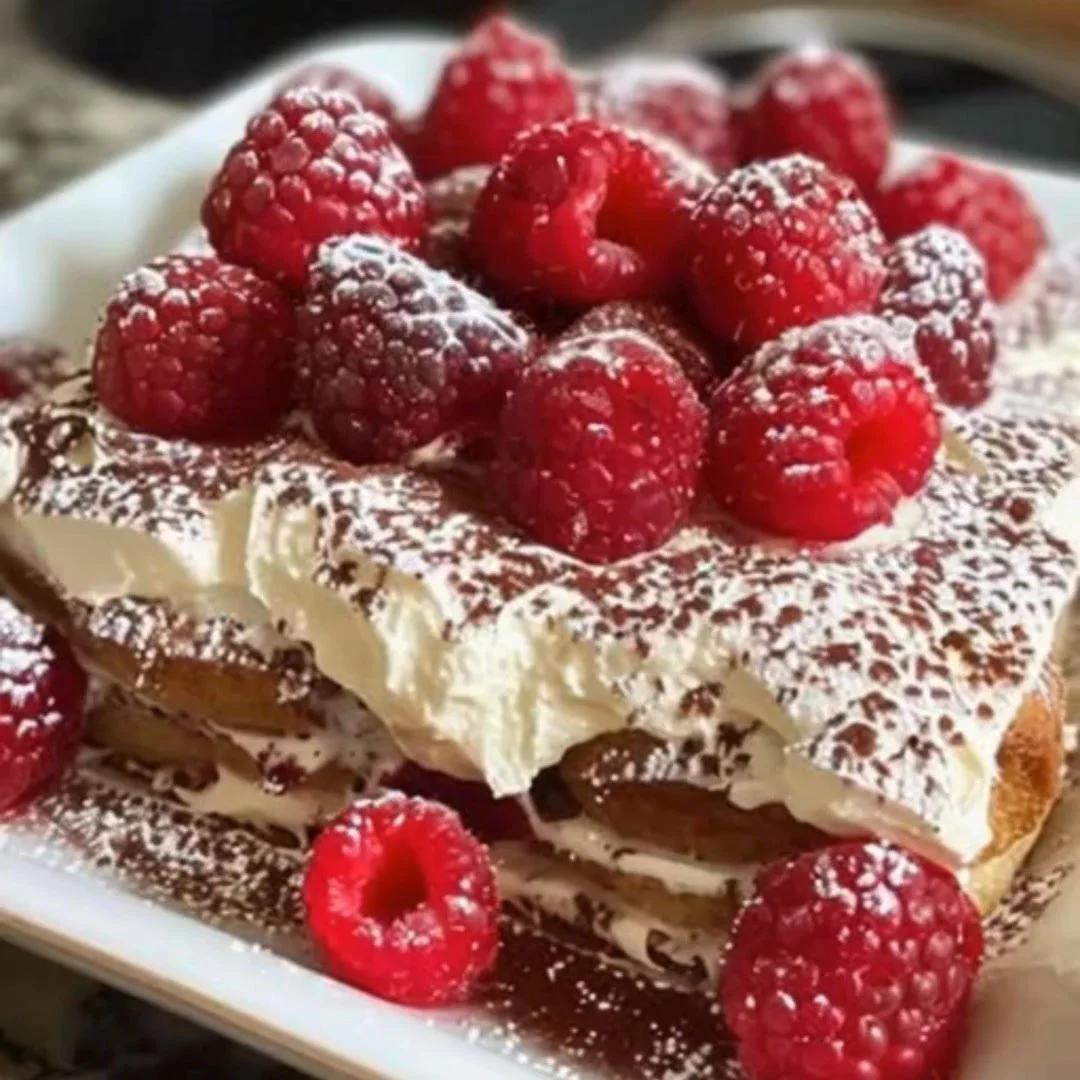 Heavenly Lemon Raspberry Meringue Cheesecake topped with fresh raspberries and meringue