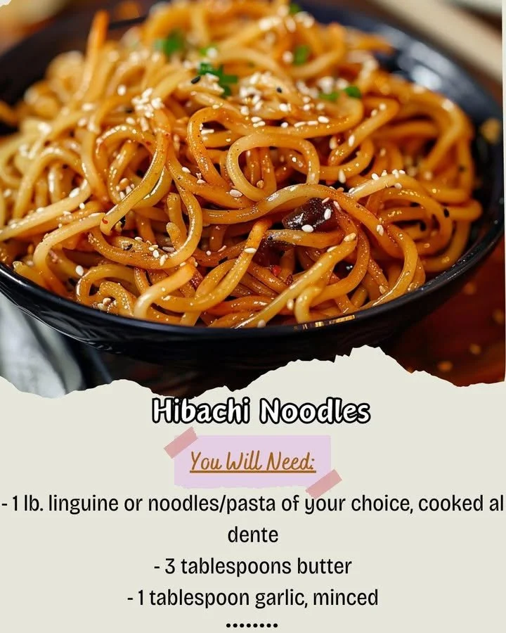 Delicious Hibachi Noodles stir-fried with vegetables and sauces