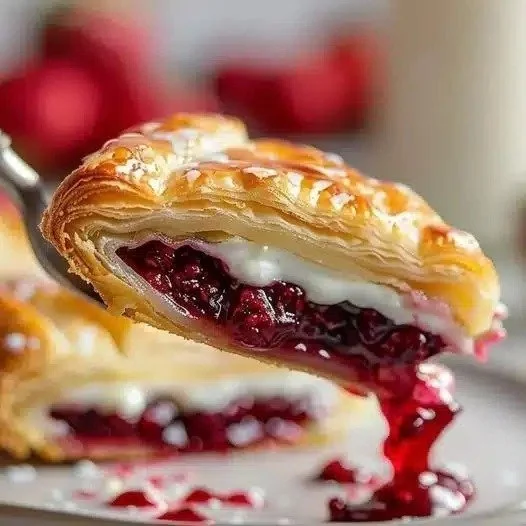 Homemade Cherry Danish Pastries topped with fresh cherries and icing