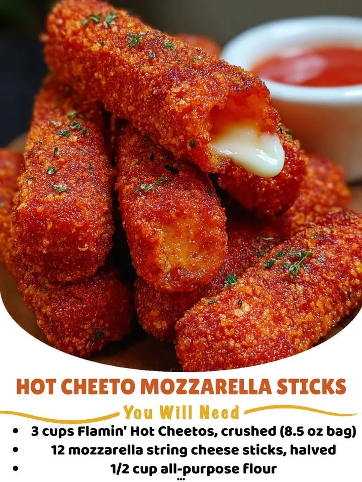 Plate of Hot Cheeto Mozzarella Sticks ready to be served