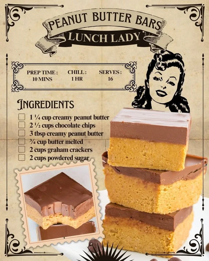 Delicious Lunch Lady Peanut Butter Bars served on a plate, ready to enjoy.