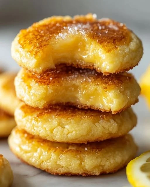 Luscious lemon curd cookies decorated like crème brûlée desserts
