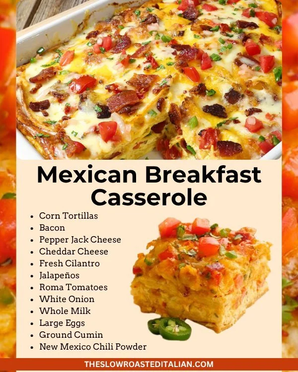 Delicious Mexican Breakfast Casserole with eggs and cheese