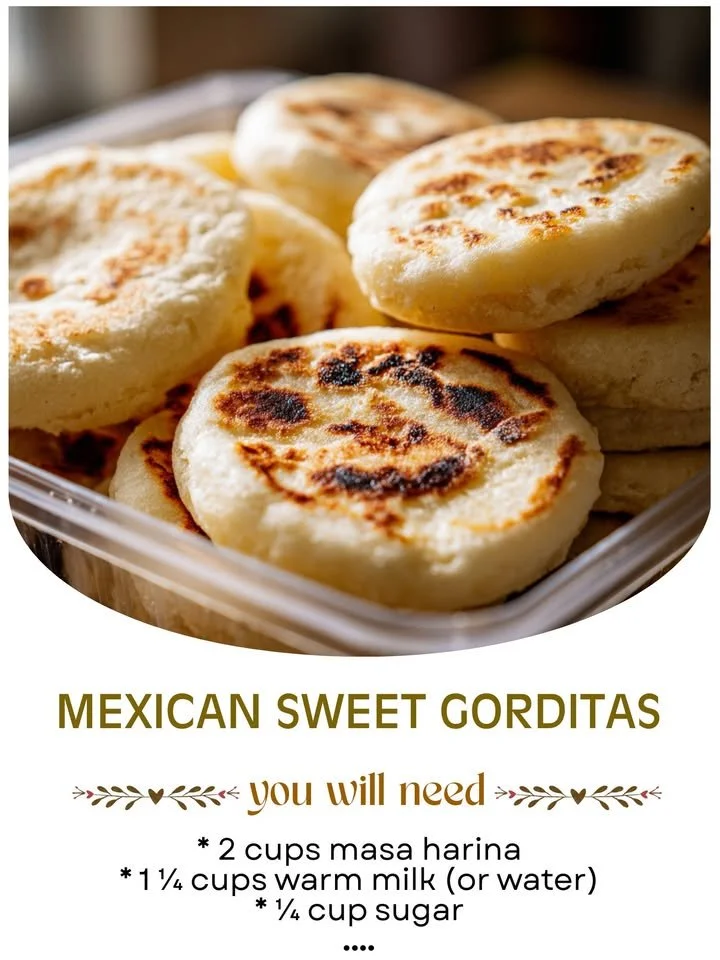 A plate of traditional Mexican sweet gorditas topped with sugar and cinnamon.
