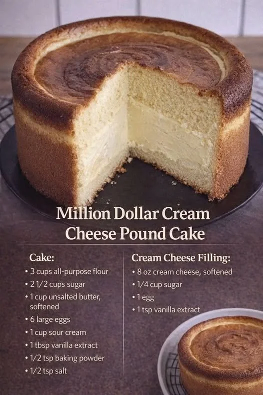 Slice of Million Dollar Cream Cheese Pound Cake on a plate
