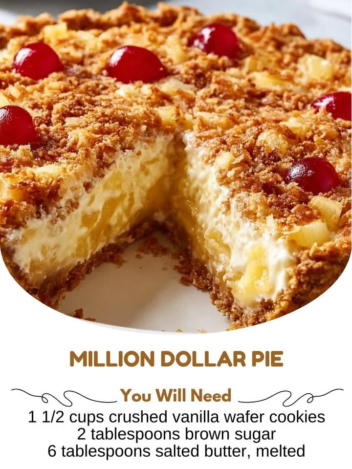 Slice of delicious Million Dollar Pie on a plate with a fork